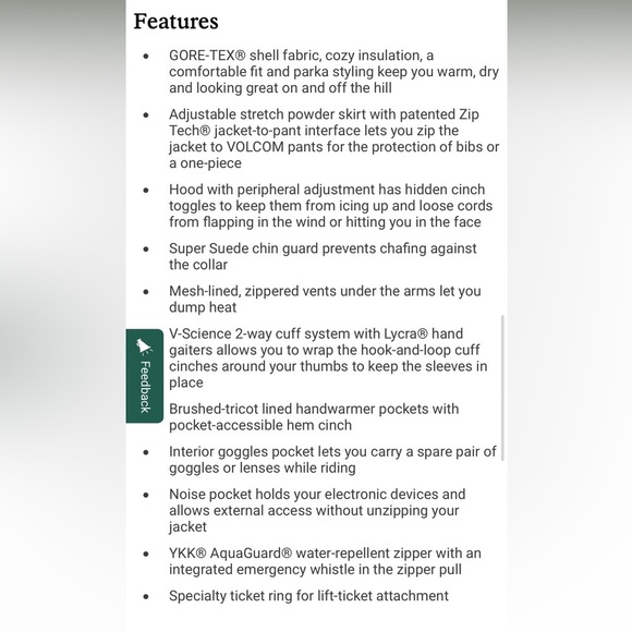 Volcom Eva Insulated Gore-Tex Jacket Size Medium NWT - Picture 7 of 17